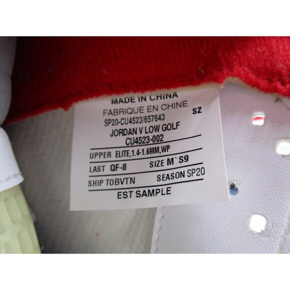 SAMPLE Nike Air Jordan 5 Low Golf Cleats Retro Fire Red Men Sz 9 CU4523-100 1A7 - Picture 14 of 16